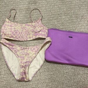 Purple and white TRIANGL swimsuit. Top size small ++ bottoms size small